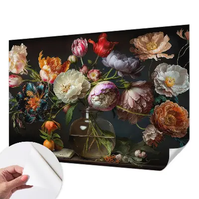 Papel de parede autocolante para quarto com estampa de buquê de flores