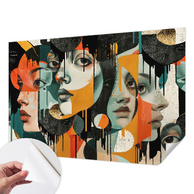Papel de parede para criança com estampas de rostos coloridos