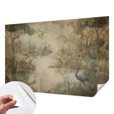 Papel de parede autocolante para quarto com estampa de cena da floresta
