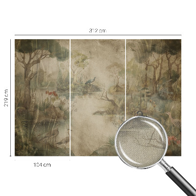 Papel de parede autocolante para quarto com estampa de cena da floresta