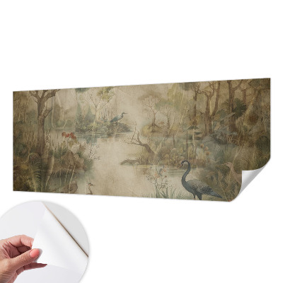 Papel de parede autocolante para quarto com estampa de cena da floresta