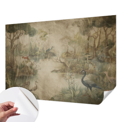 Papel de parede autocolante para quarto com estampa de cena da floresta