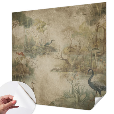 Papel de parede autocolante para quarto com estampa de cena da floresta