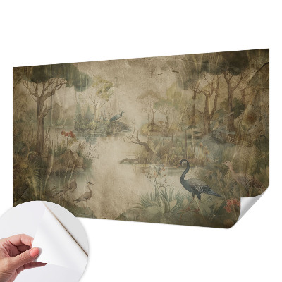 Papel de parede autocolante para quarto com estampa de cena da floresta