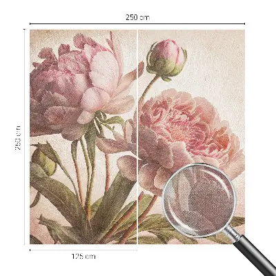 Autocolante de parede fotográfico com estampa de peônias delicadas