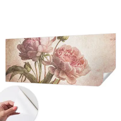 Autocolante de parede fotográfico com estampa de peônias delicadas