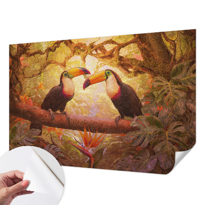 Papel de parede para criança com estampa de tucanos coloridos