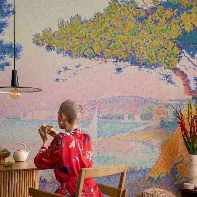 Papel de parede autocolante para quarto com uma paisagem colorida