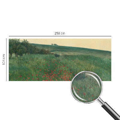 Papel de parede 3D com estampa de campos de papoulas
