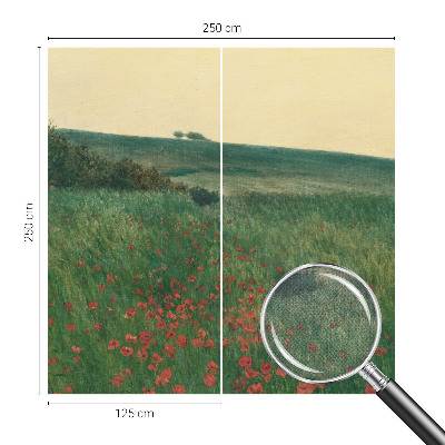 Papel de parede 3D com estampa de campos de papoulas