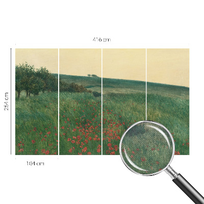 Papel de parede 3D com estampa de campos de papoulas