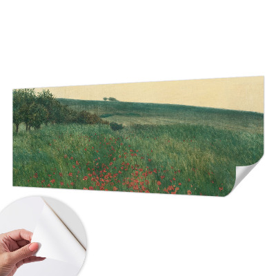 Papel de parede 3D com estampa de campos de papoulas