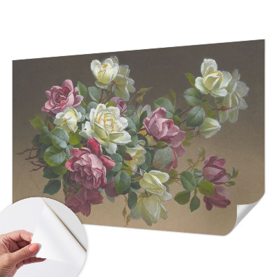 Papel de parede autocolante para quarto com padrão floral elegante