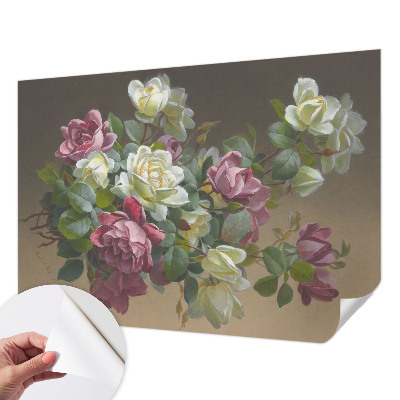 Papel de parede autocolante para quarto com padrão floral elegante
