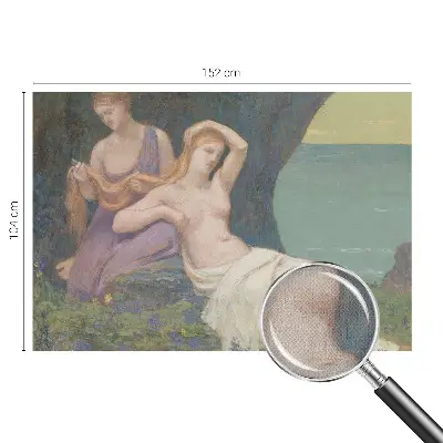 Papel de parede infantil com cena à beira-mar em cores suaves