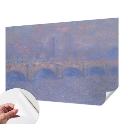 Papel de parede autocolante para quarto com padrão de ponte azul