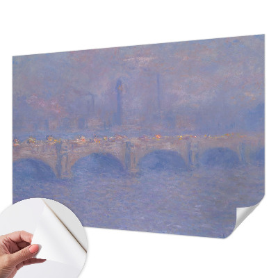 Papel de parede autocolante para quarto com padrão de ponte azul