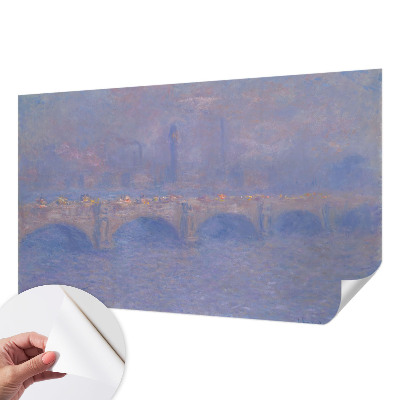 Papel de parede autocolante para quarto com padrão de ponte azul