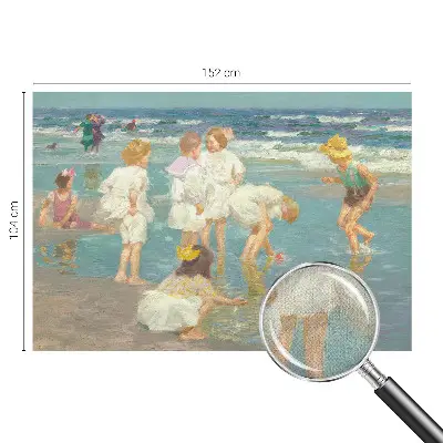 Papel de parede 3D com desenho infantil de praia