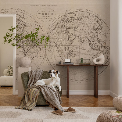 Papel de parede infantil com estampa de mapa antigo