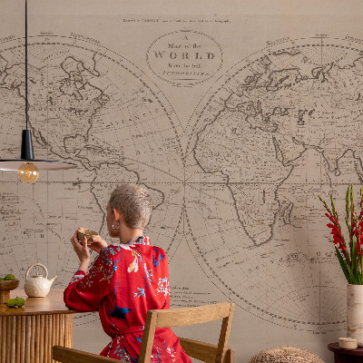 Papel de parede infantil com estampa de mapa antigo