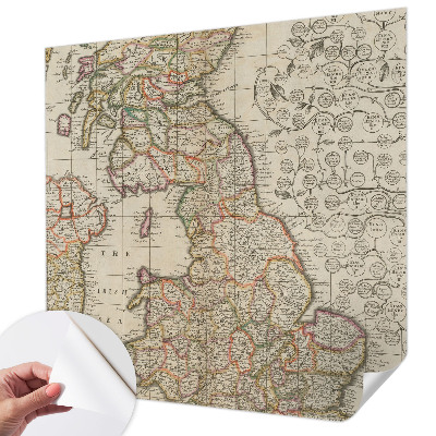 Papel de parede autocolante para sala com estampa de mapa antigo