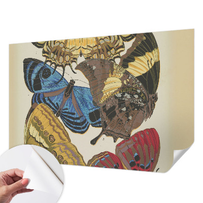 Papel de parede 3D com estampa de borboletas em estilo decorativo