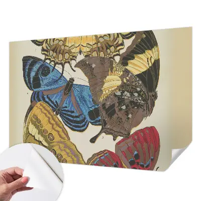 Papel de parede 3D com estampa de borboletas em estilo decorativo
