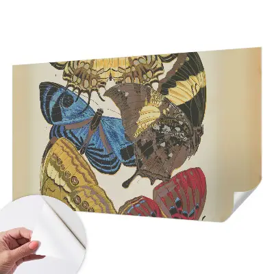 Papel de parede 3D com estampa de borboletas em estilo decorativo
