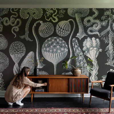 Papel de parede autocolante com estampa de plantas em estilo mágico