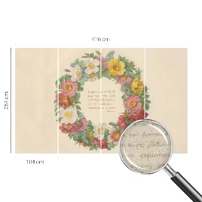 Papel de parede infantil com estampa de coroa de flores