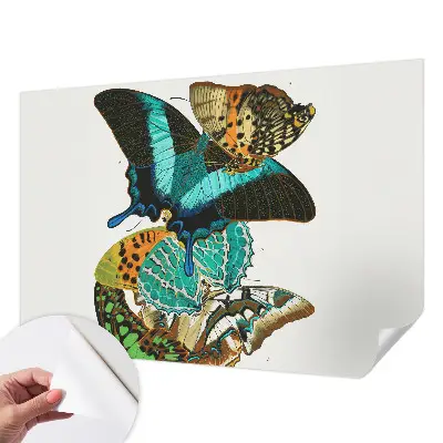 Papel de parede autocolante para sala com estampa de borboletas coloridas