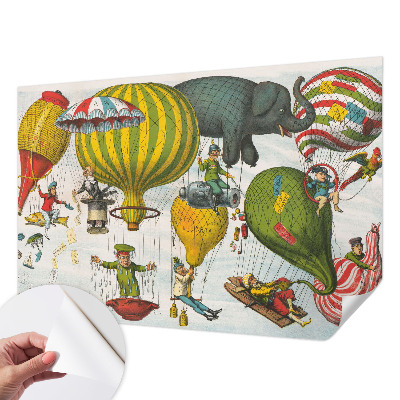 Papel de parede autocolante com estampa de viagem de balão