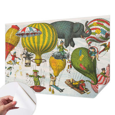 Papel de parede autocolante com estampa de viagem de balão