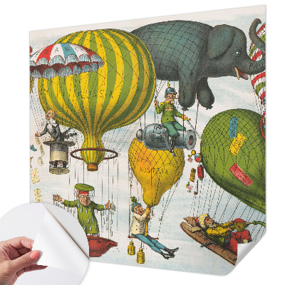 Papel de parede autocolante com estampa de viagem de balão