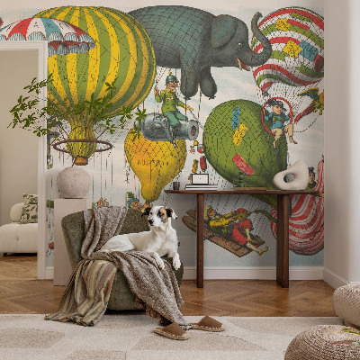 Papel de parede autocolante com estampa de viagem de balão