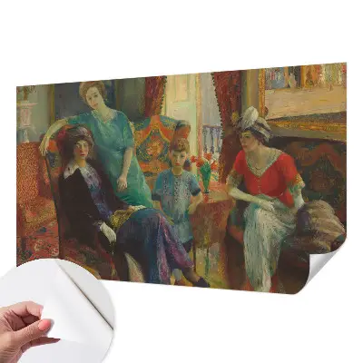 Papel de parede autocolante para sala com design de elegância clássica