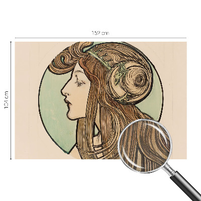 Autocolante de parede fotográfico com retrato em estilo Art Nouveau