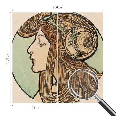 Autocolante de parede fotográfico com retrato em estilo Art Nouveau