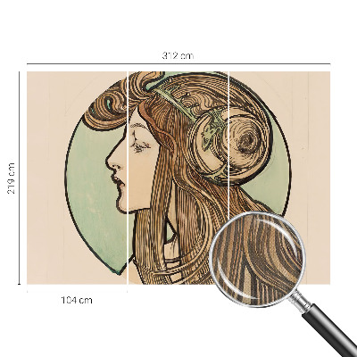 Autocolante de parede fotográfico com retrato em estilo Art Nouveau