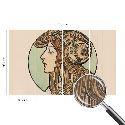 Autocolante de parede fotográfico com retrato em estilo Art Nouveau