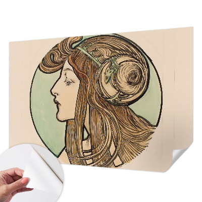 Autocolante de parede fotográfico com retrato em estilo Art Nouveau