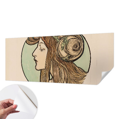 Autocolante de parede fotográfico com retrato em estilo Art Nouveau