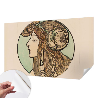 Autocolante de parede fotográfico com retrato em estilo Art Nouveau