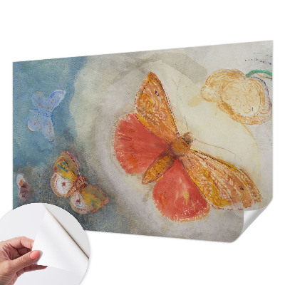Papel de parede autocolante com estampa de borboletas coloridas