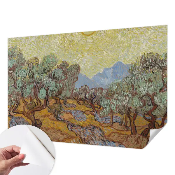 Papel de parede 3D com padrão de oliveiras