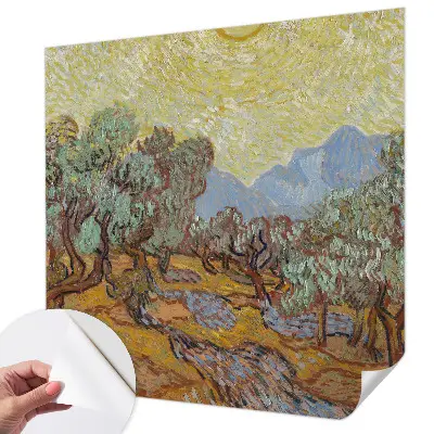 Papel de parede 3D com padrão de oliveiras