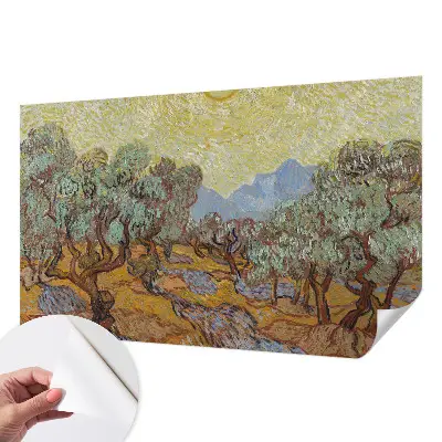 Papel de parede 3D com padrão de oliveiras
