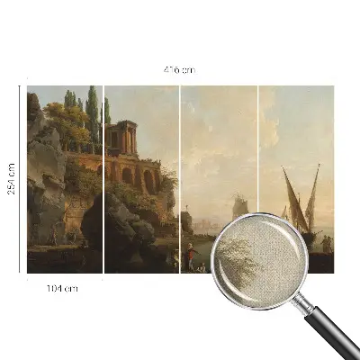 Papel de parede autocolante para sala com estampa de paisagem marítima