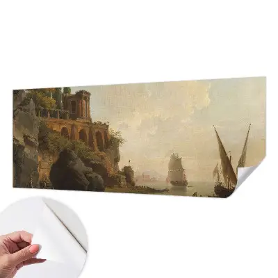 Papel de parede autocolante para sala com estampa de paisagem marítima
